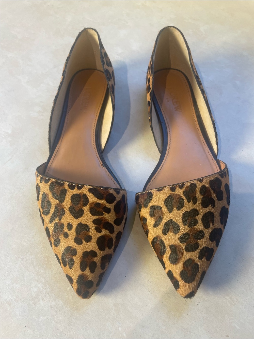 J. Crew Calf Hair Leather Flats Zoe F5317 Animal Print Shoes Size 6.5